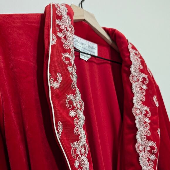 VTG Cinema Etoile size L red crushed velvet robe old cinema, movie star, luxury - Picture 4 of 9